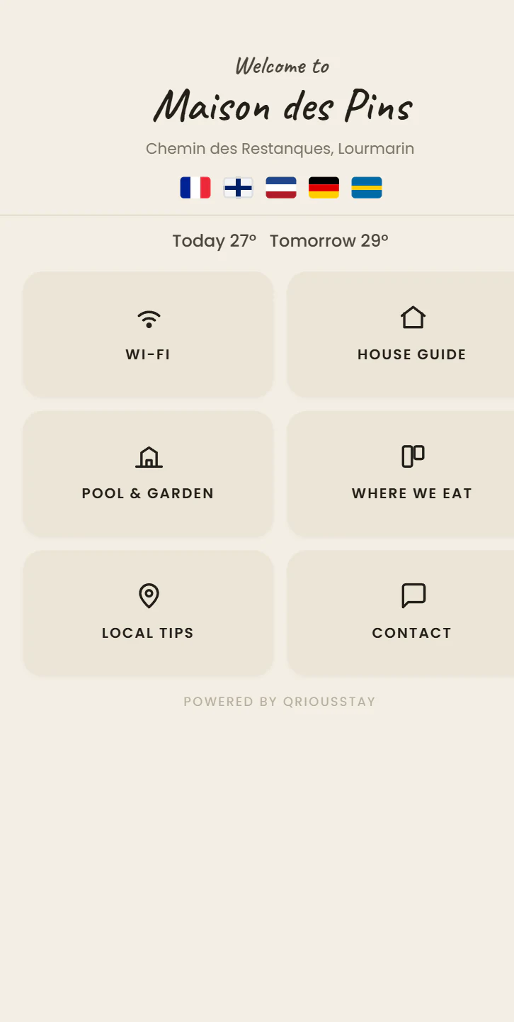 Canvas-Theme — Maison des Pins, eine fiktive Demo-Unterkunft.